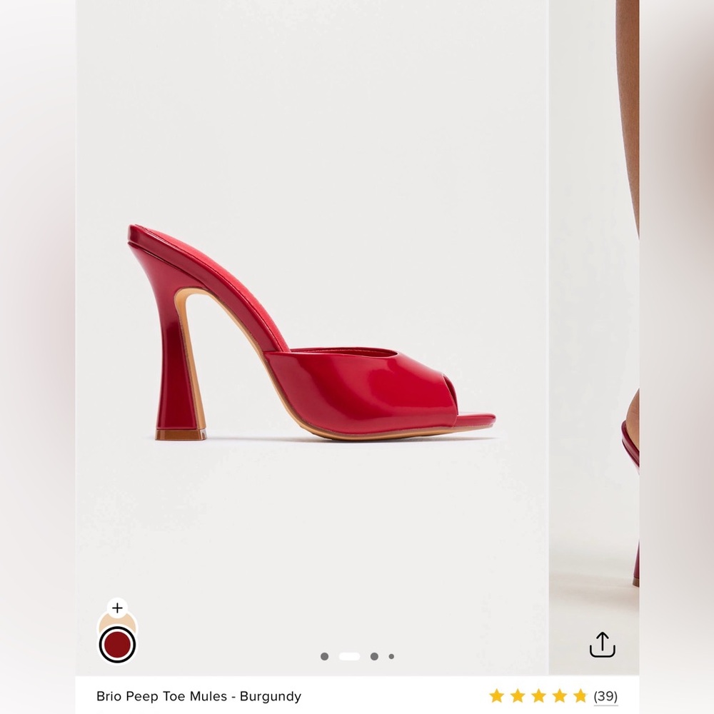Fashion Nova Burgundy Peep Toe Mules